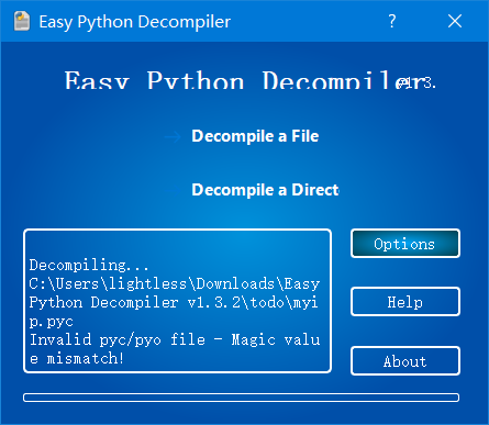 easy python decompiler error